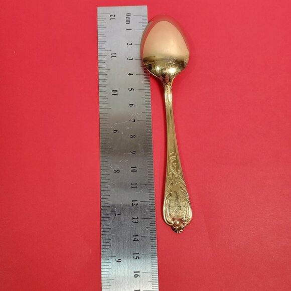 Solingen 6 Teaspoons & 9 Cake Forks 23/24K Gold Plated Stainless-Germany - Picture 8 of 10